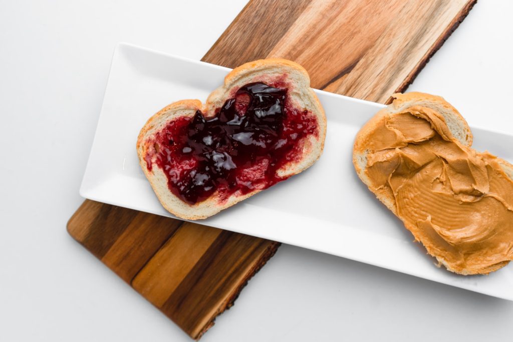 bread with peanut butter and jam